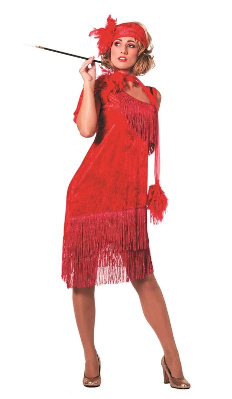 Charleston dame rood met zilver - Willaert, verkleedkledij, carnavalkledij, carnavaloutfit, feestkledij, Maffia en charleston, charlestondame, jaren 20-30, the great gatsby, eerste wereldoorlog,